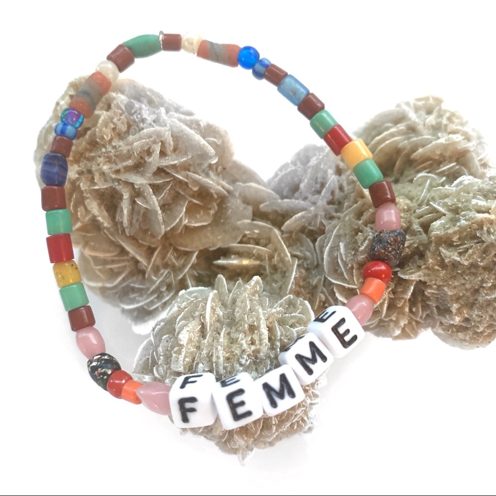 Handmade FEMME Bracelet, word bracelet